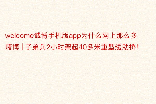 welcome诚博手机版app为什么网上那么多赌博 | 子弟兵2小时架起40多米重型缓助桥！