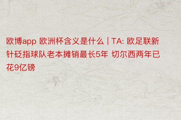 欧博app 欧洲杯含义是什么 | TA: 欧足联新针砭指球队老本摊销最长5年 切尔西两年已花9亿镑